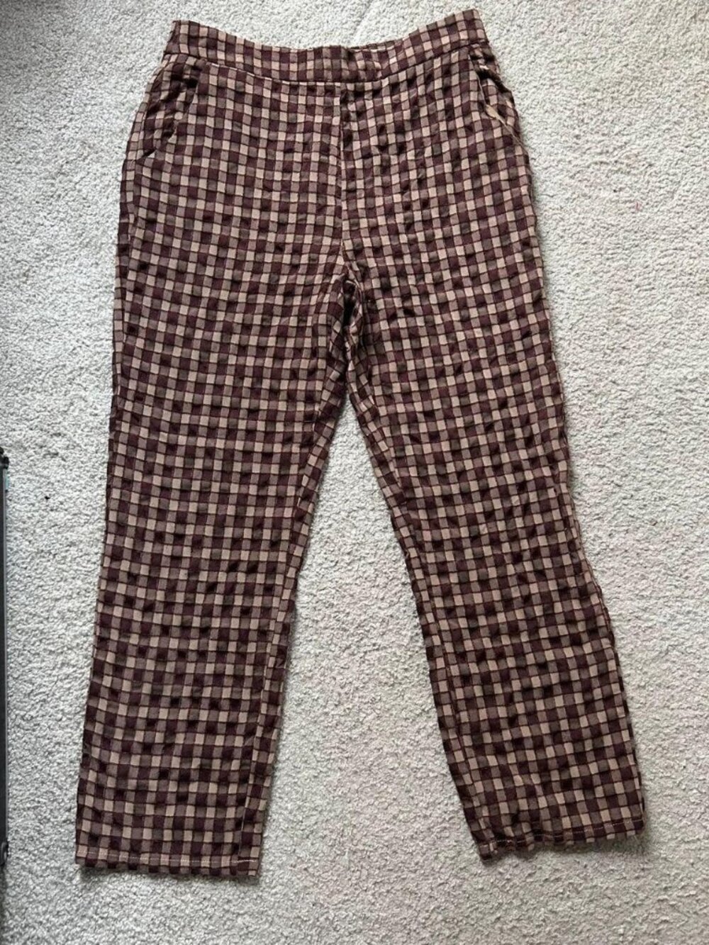 2th Tribe Brown Checkered Trousers sz s